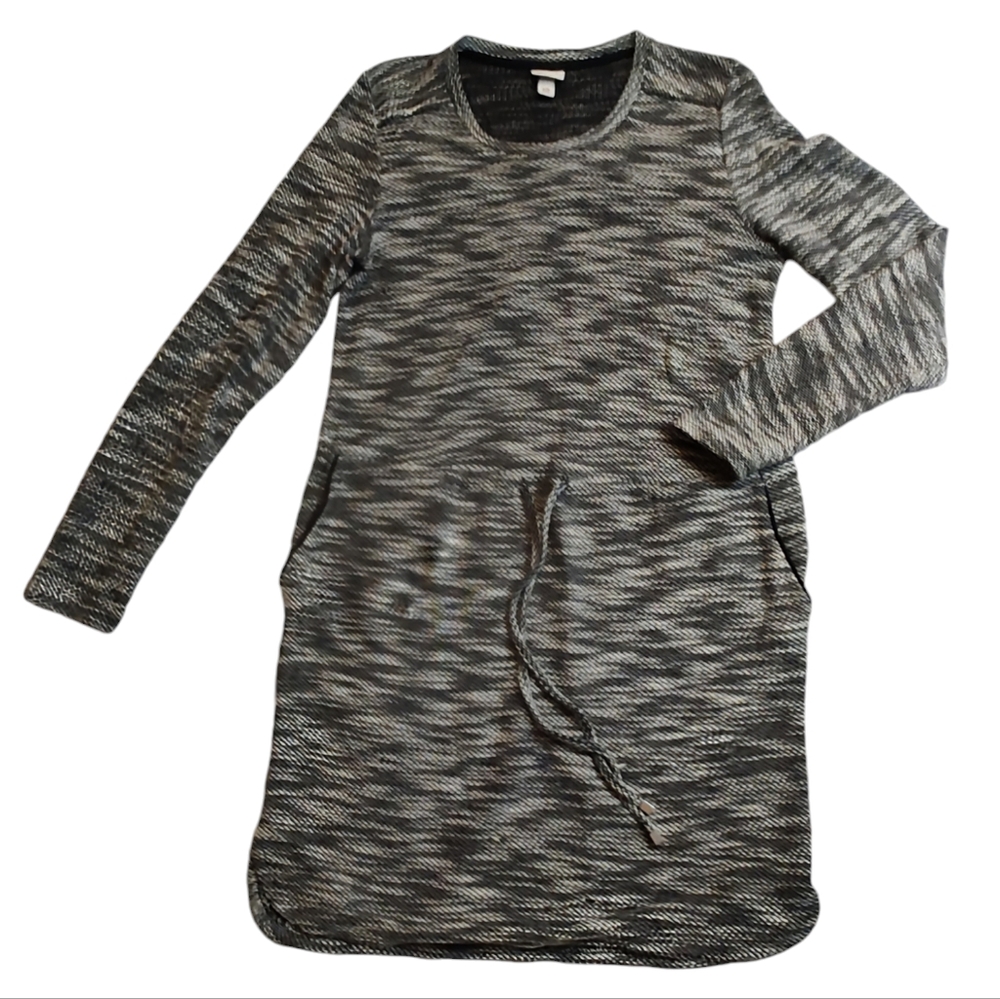 Merona Cotton Blend Heather Gray Drawstring Waist Dress Size Small - Picture 2 of 8